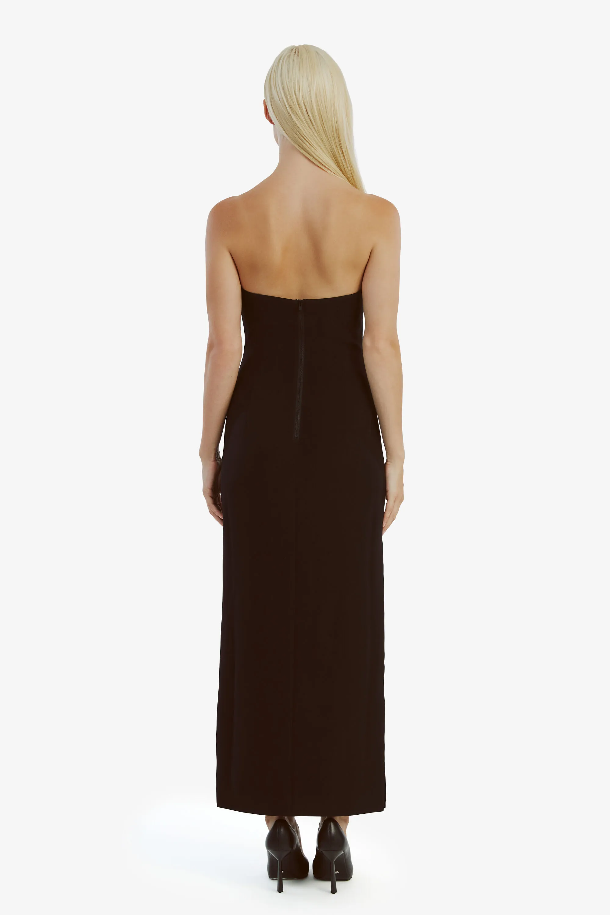 eleni diamante midi dress in black