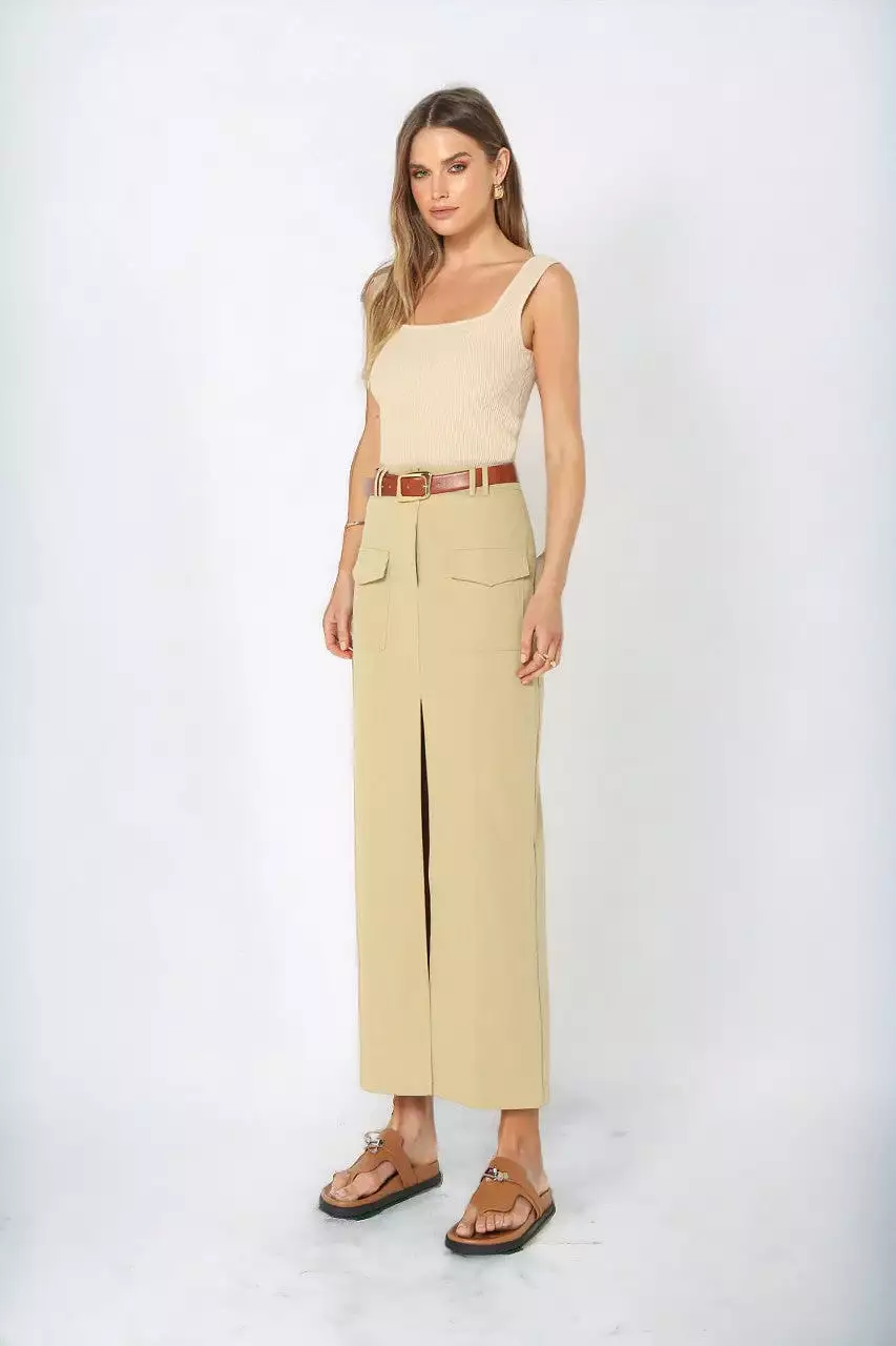 Evan Midi Skirt | Moss