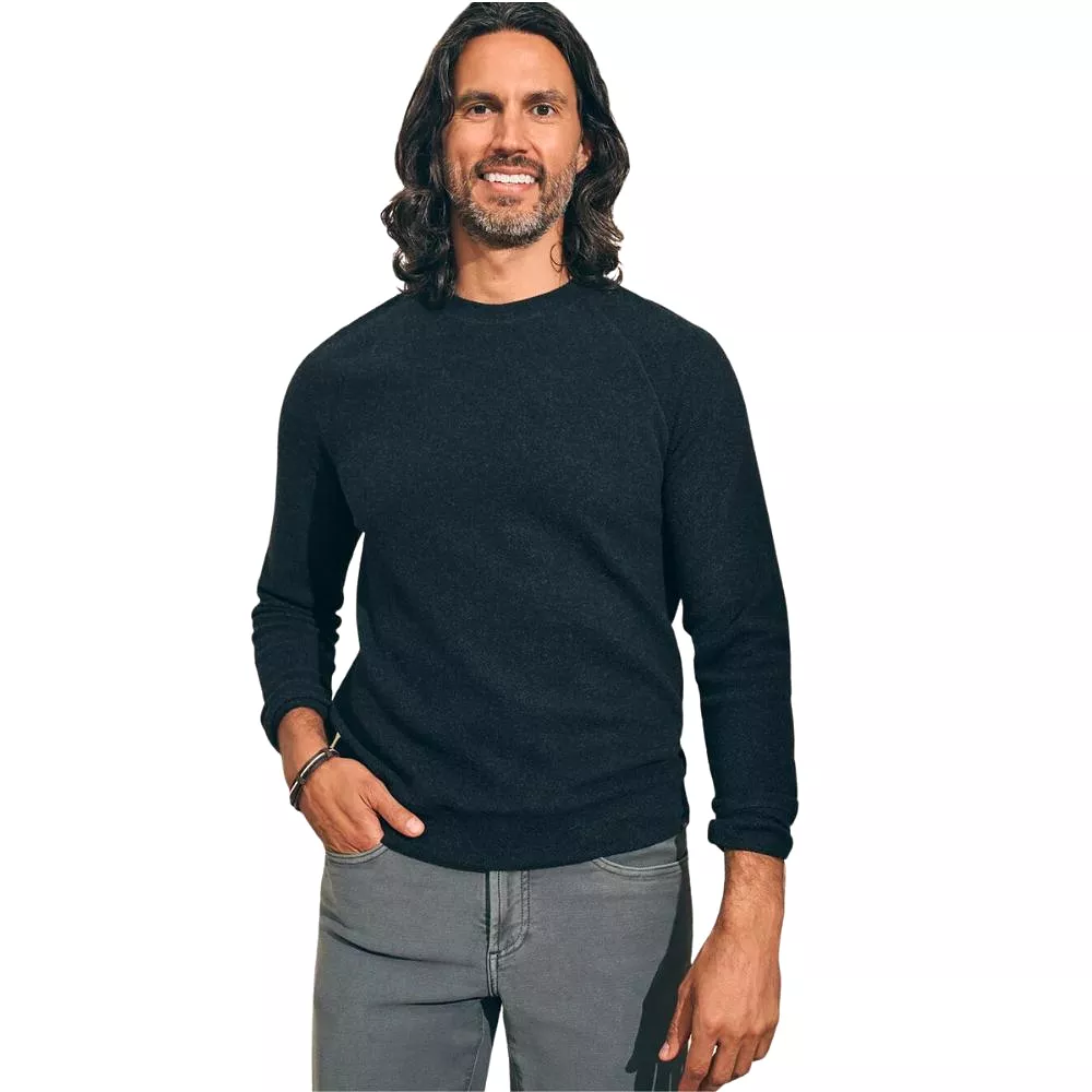 Faherty Men's Legend Sweater Crew - Heathered Black Twill