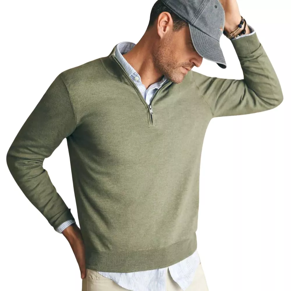 Faherty Men's Movement Quarter Zip Sweater