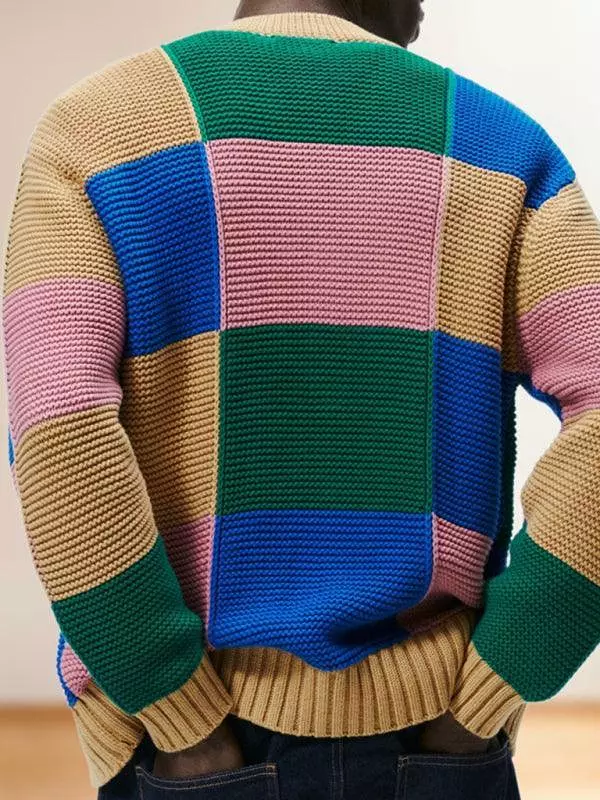 Fashionable Multicolor Men Cardigan Sweater