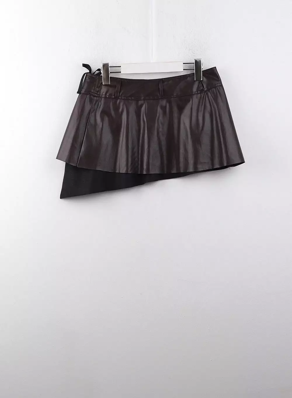 Faux Leather Mid Waist Belted Mini Skirt CJ405