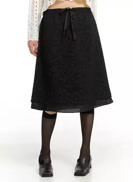 Floral Mesh Midi Skirt CA412