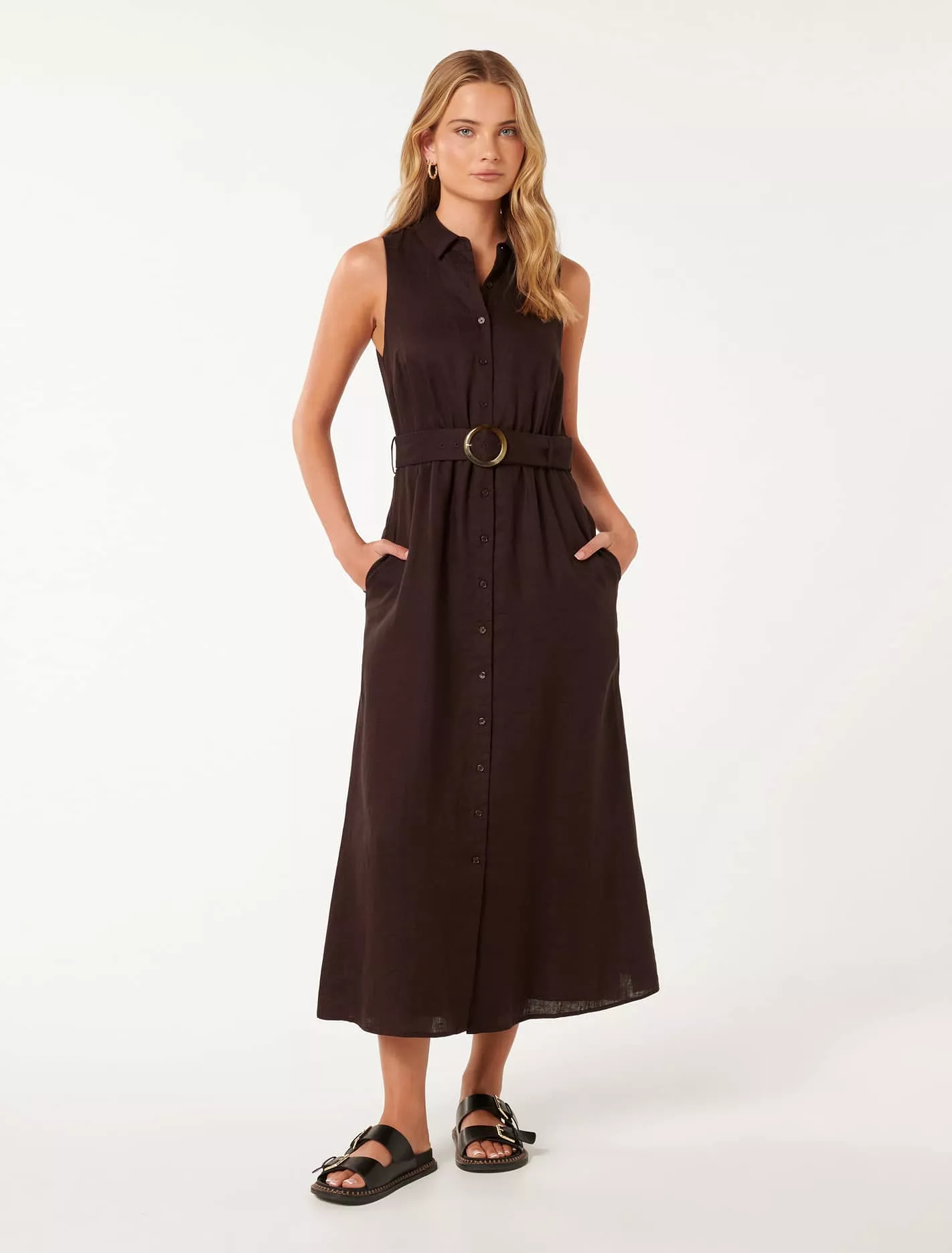 Gabbriette Button Down Midi Dress