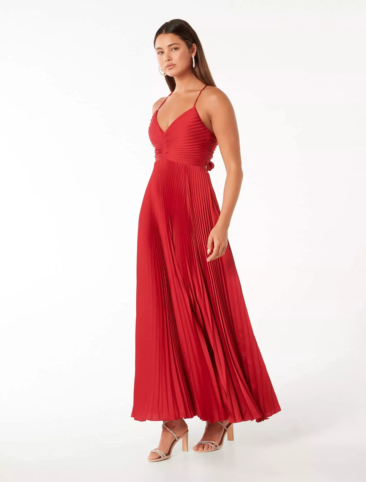 Geri Tie Back Pleated Maxi Dress