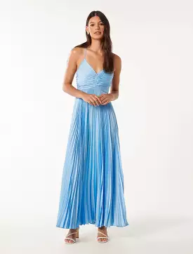 Geri Tie Back Pleated Maxi Dress