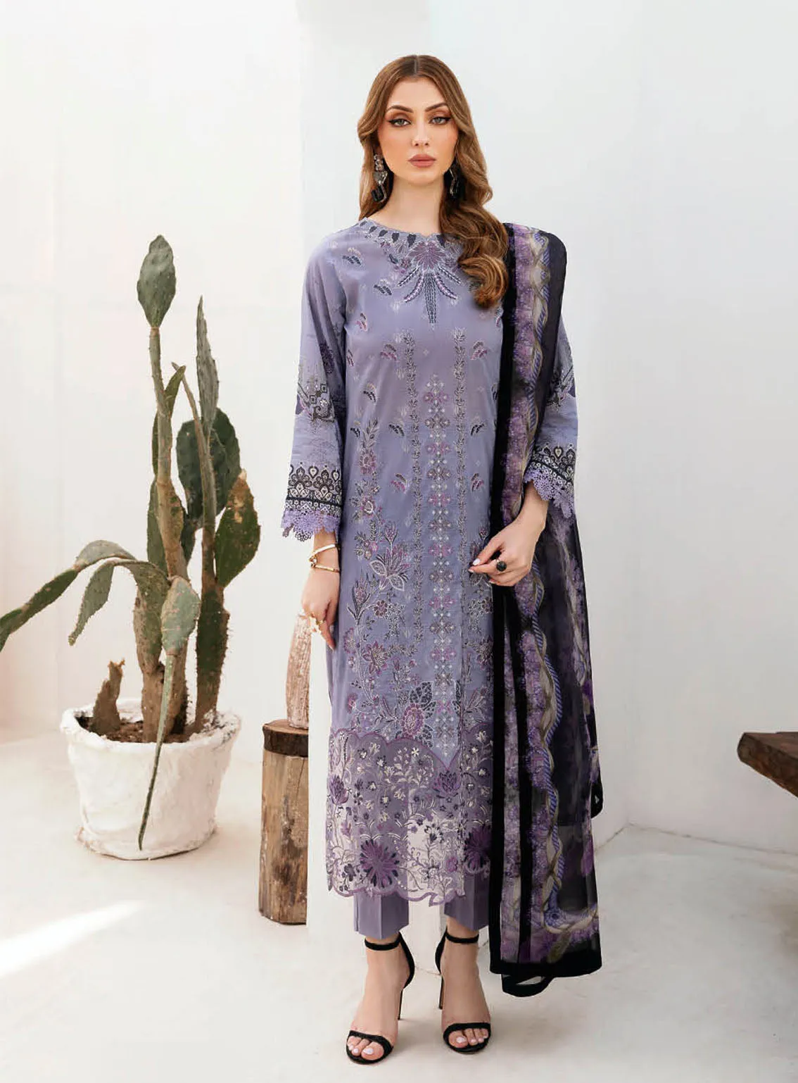 Ghazal By Ramsha Luxury Embroidered Lawn 3 Piece Unstitched Suit RM24LEL G-202