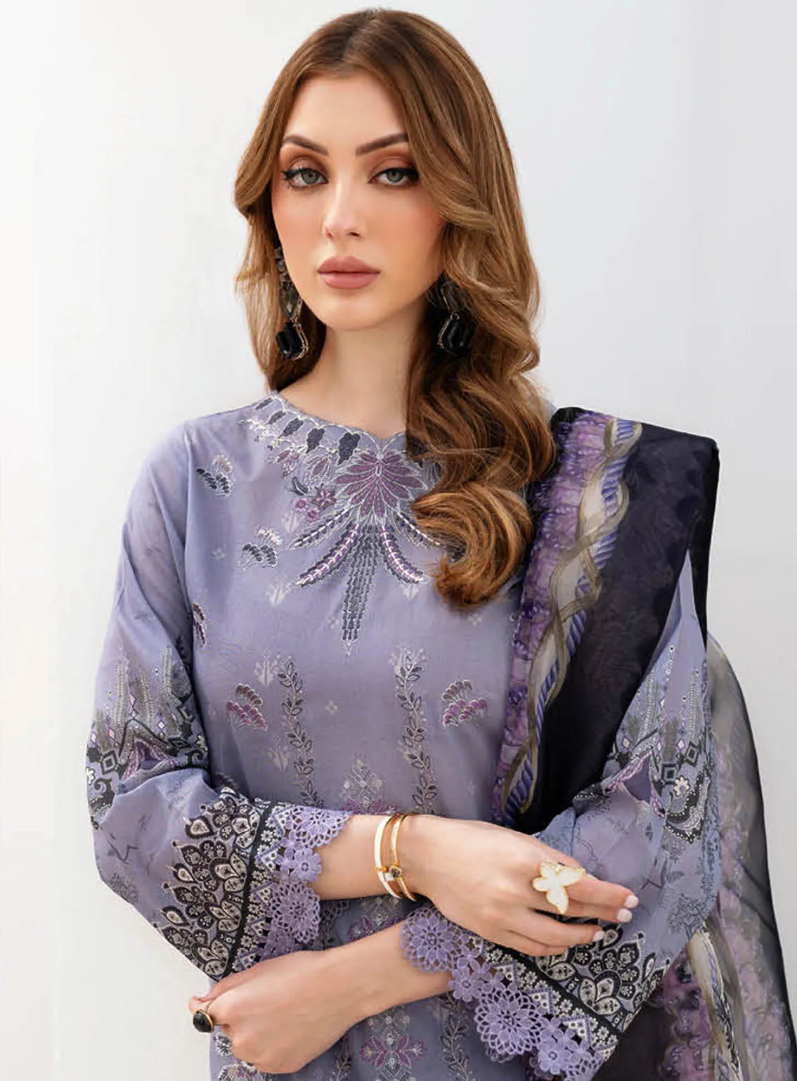 Ghazal By Ramsha Luxury Embroidered Lawn 3 Piece Unstitched Suit RM24LEL G-202