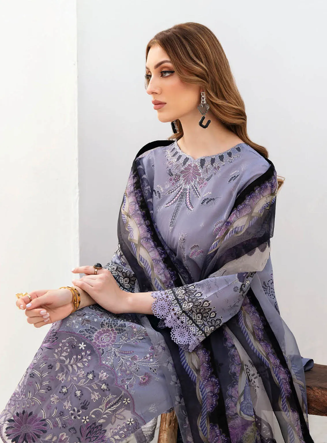 Ghazal By Ramsha Luxury Embroidered Lawn 3 Piece Unstitched Suit RM24LEL G-202