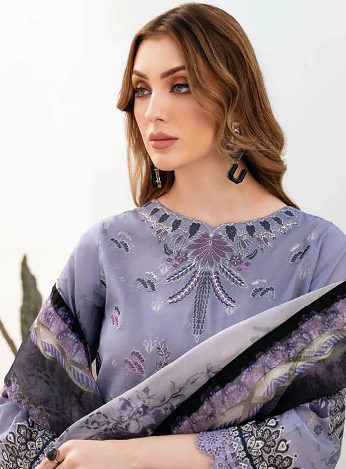 Ghazal By Ramsha Luxury Embroidered Lawn 3 Piece Unstitched Suit RM24LEL G-202