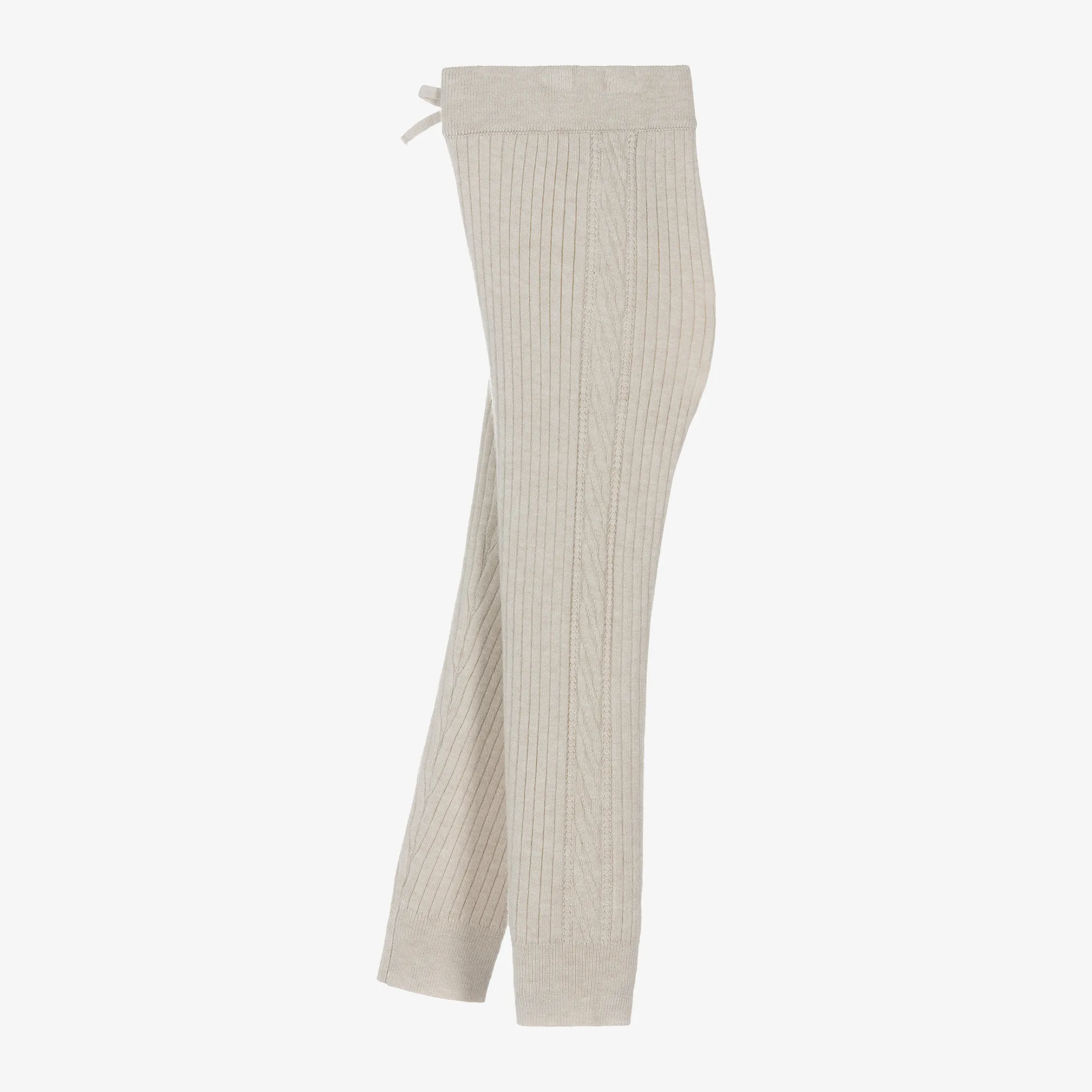 Girls Beige Ribbed Viscose Leggings