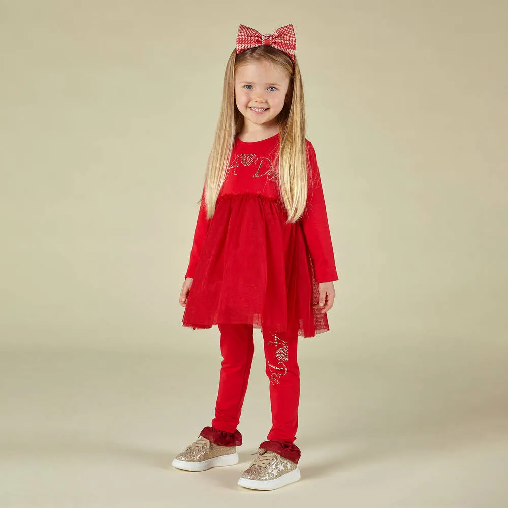 Girls Red Leggings Set