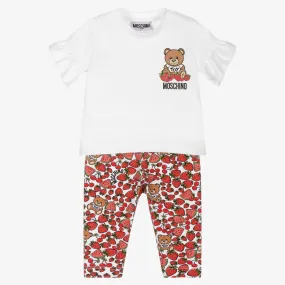 Girls White & Red Leggings Set