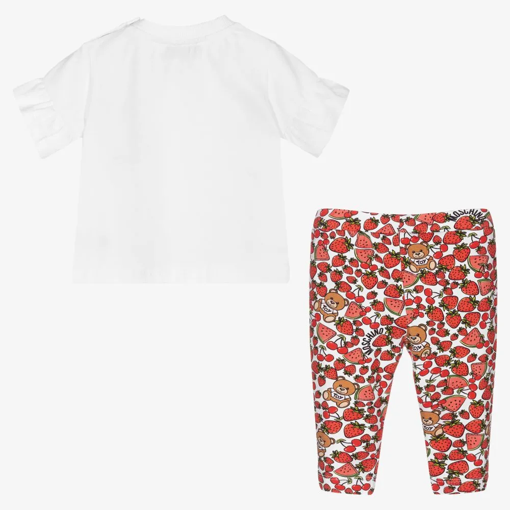 Girls White & Red Leggings Set