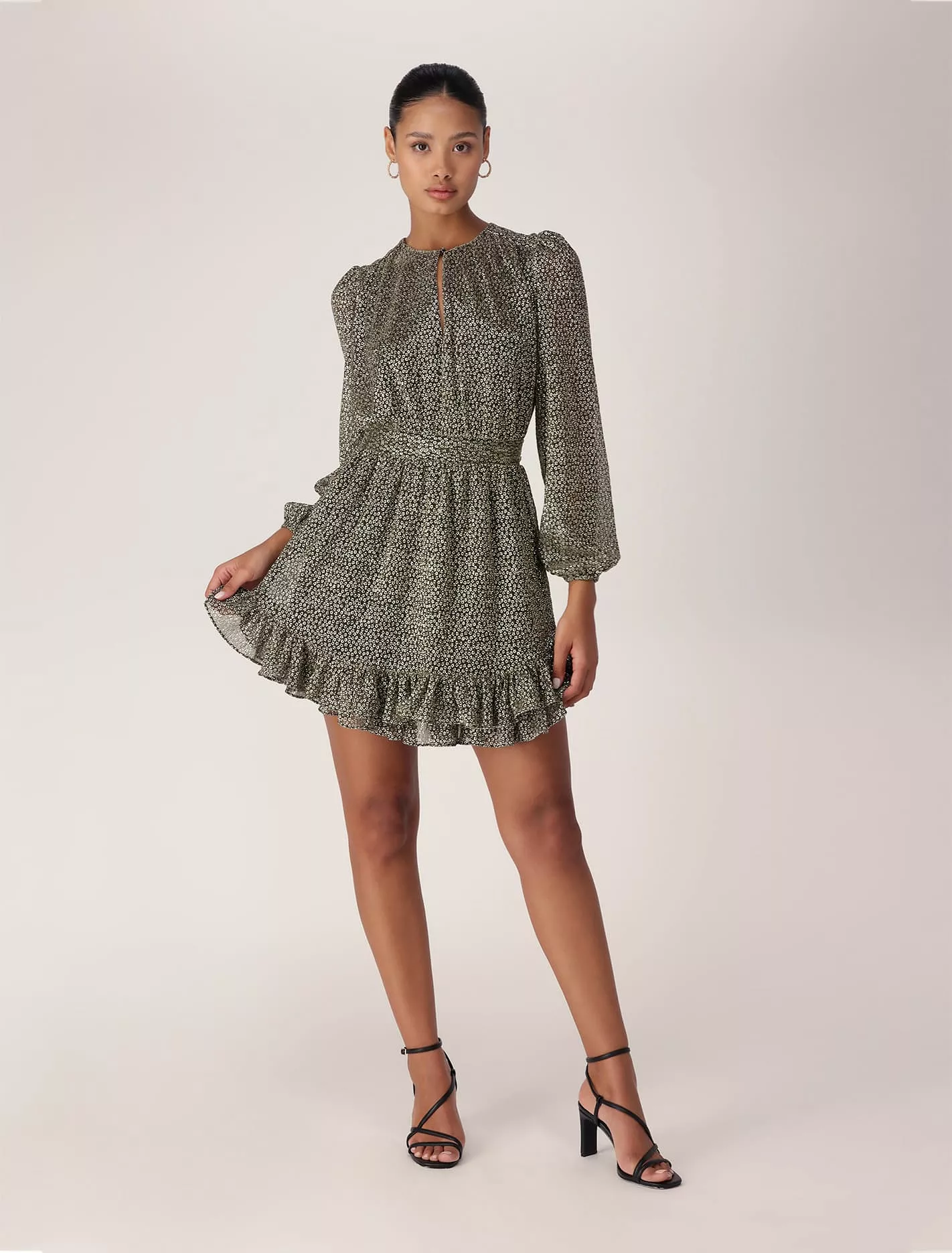 Goldie Long Sleeve Plisse Mini Dress