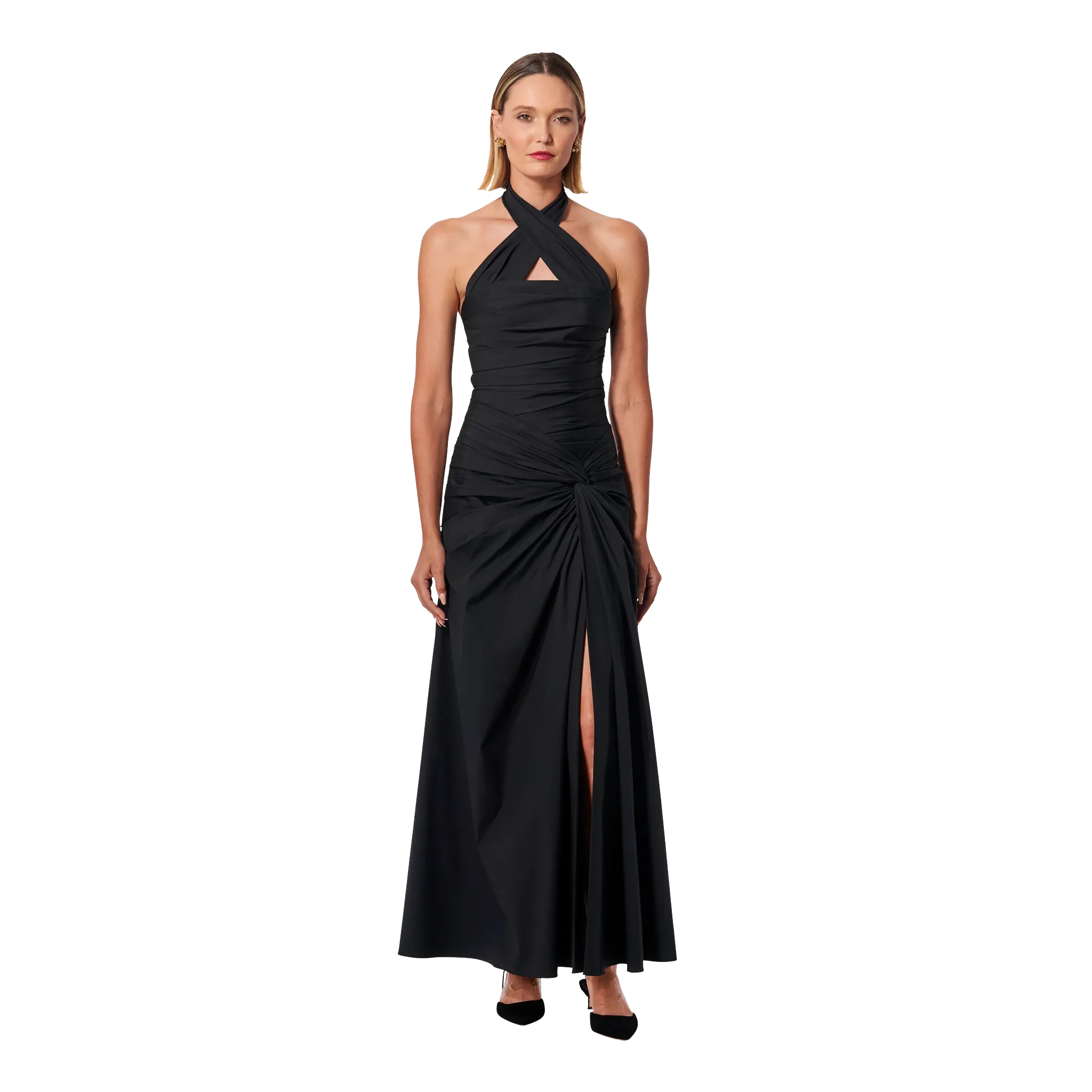 Halter Neck Midi Dress | Black