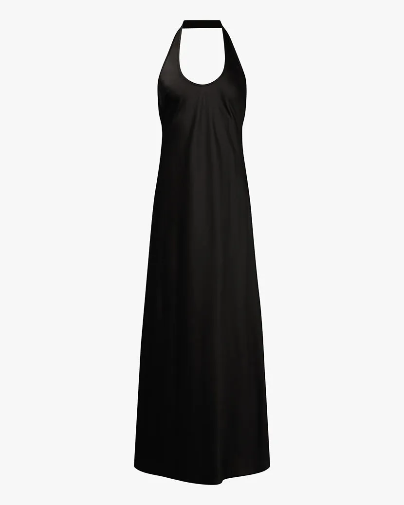 Halter Scoop Midi Dress | Black