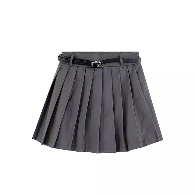 High Waist Plain Pleated Mini A-Line Skirt EE3