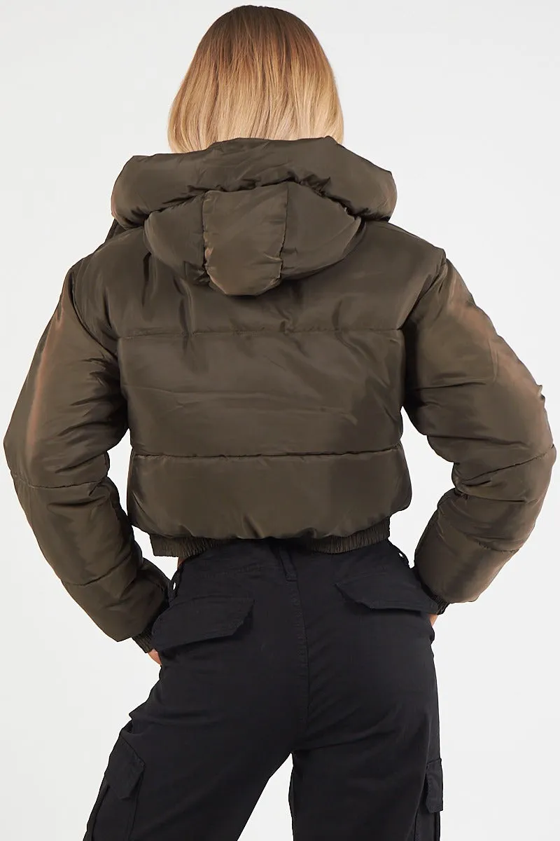 HOODED HEM DETAIL PUFFER JACKET