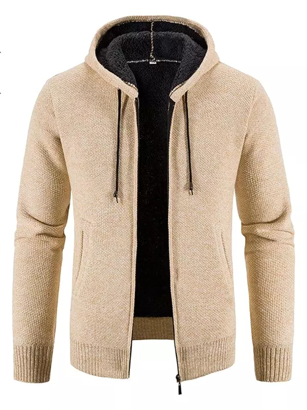 Hooded Zipper Men Cardigan Sweater