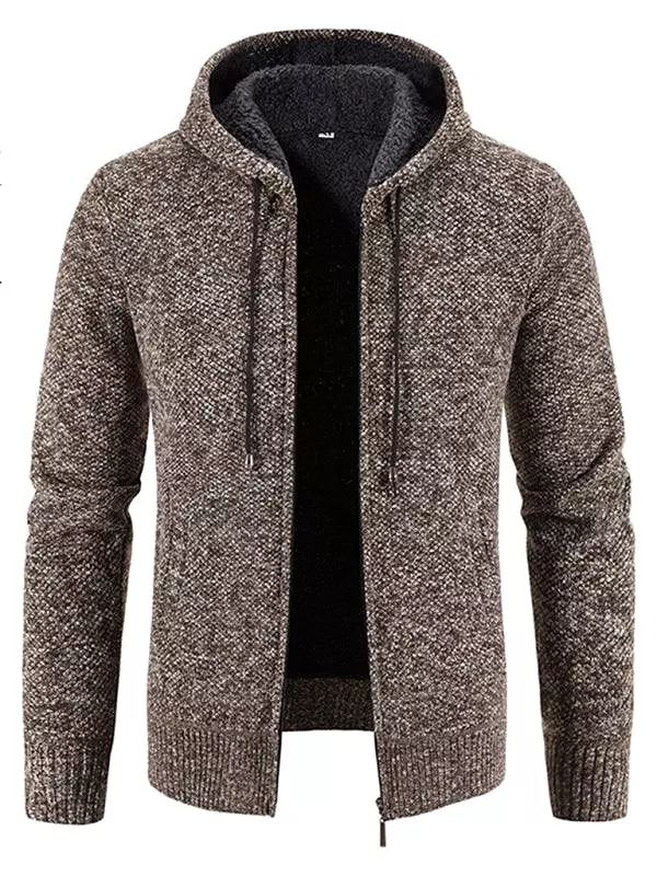 Hooded Zipper Men Cardigan Sweater