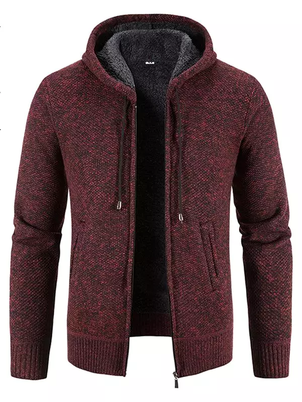 Hooded Zipper Men Cardigan Sweater