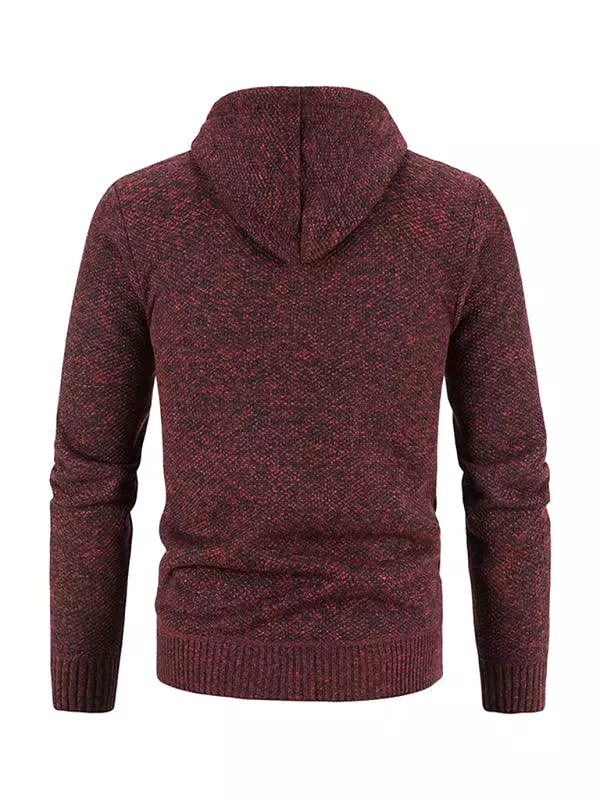 Hooded Zipper Men Cardigan Sweater