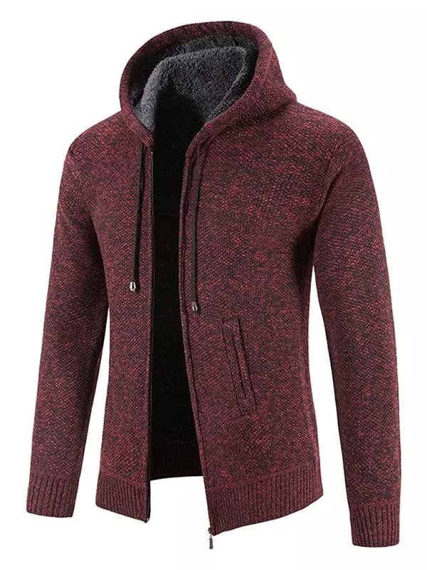 Hooded Zipper Men Cardigan Sweater