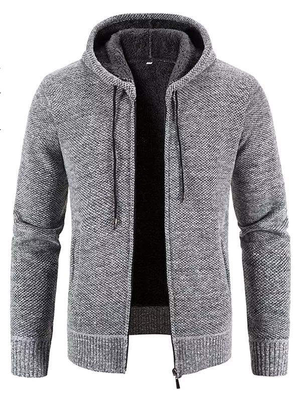 Hooded Zipper Men Cardigan Sweater