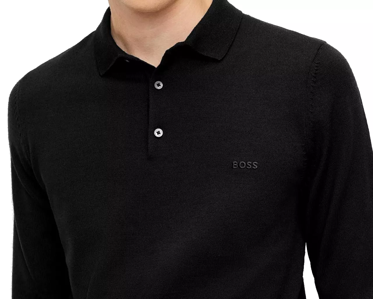 Hugo Boss Bono L 50476357 Virgin Wool Polo Shirt Black