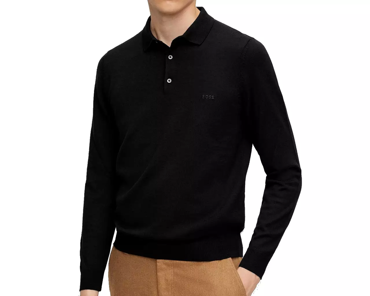 Hugo Boss Bono L 50476357 Virgin Wool Polo Shirt Black