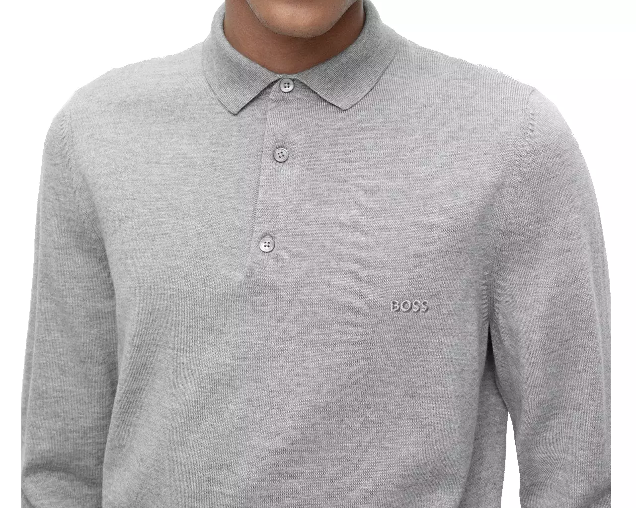 Hugo Boss Bono L 50476357 Virgin Wool Polo Shirt Grey