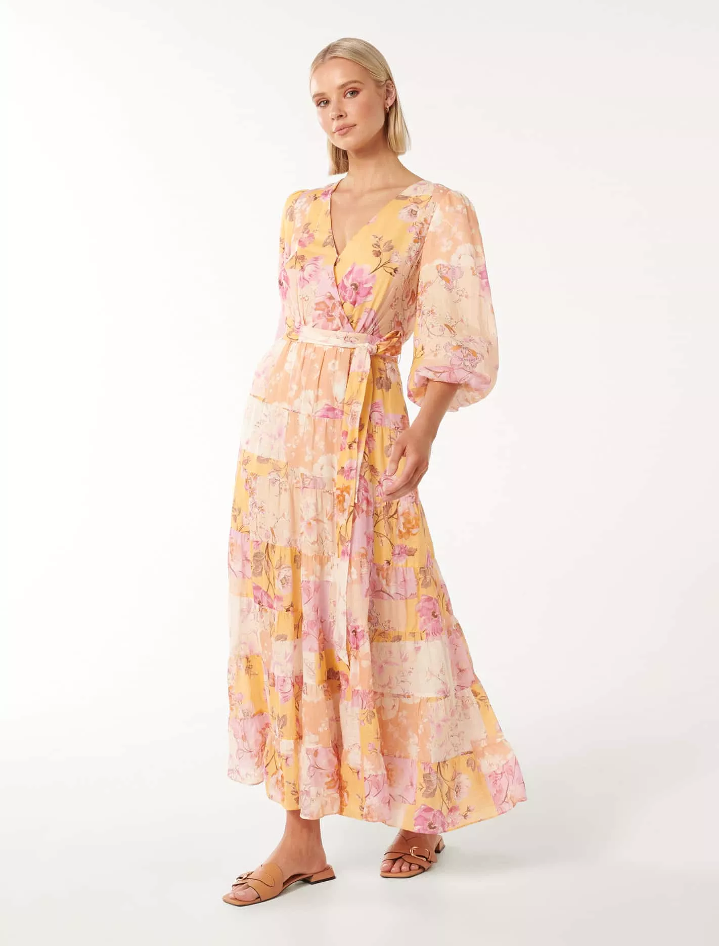 Imogen Tiered Wrap Midi Dress