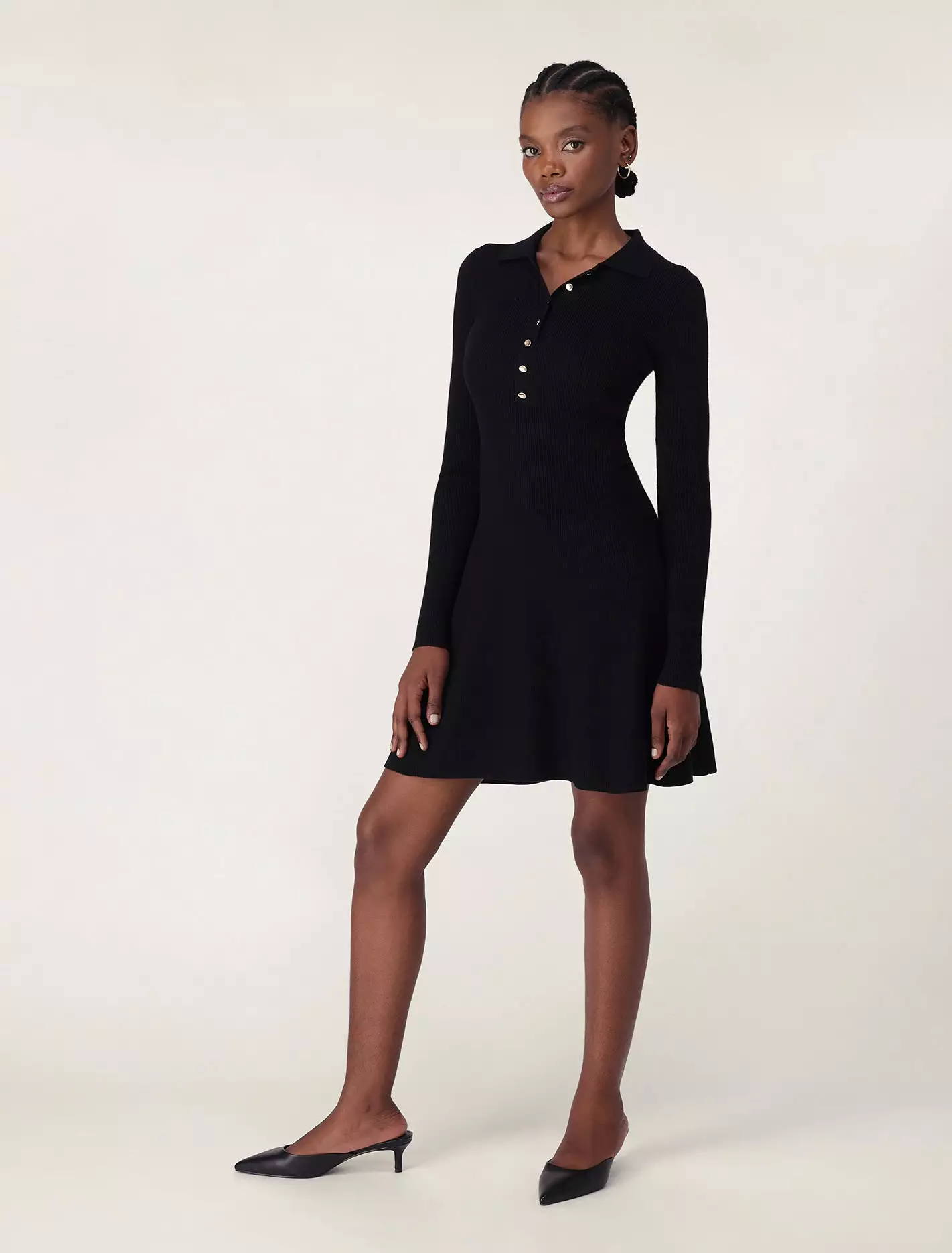 Joanna Half Placket Ribbed Mini Dress