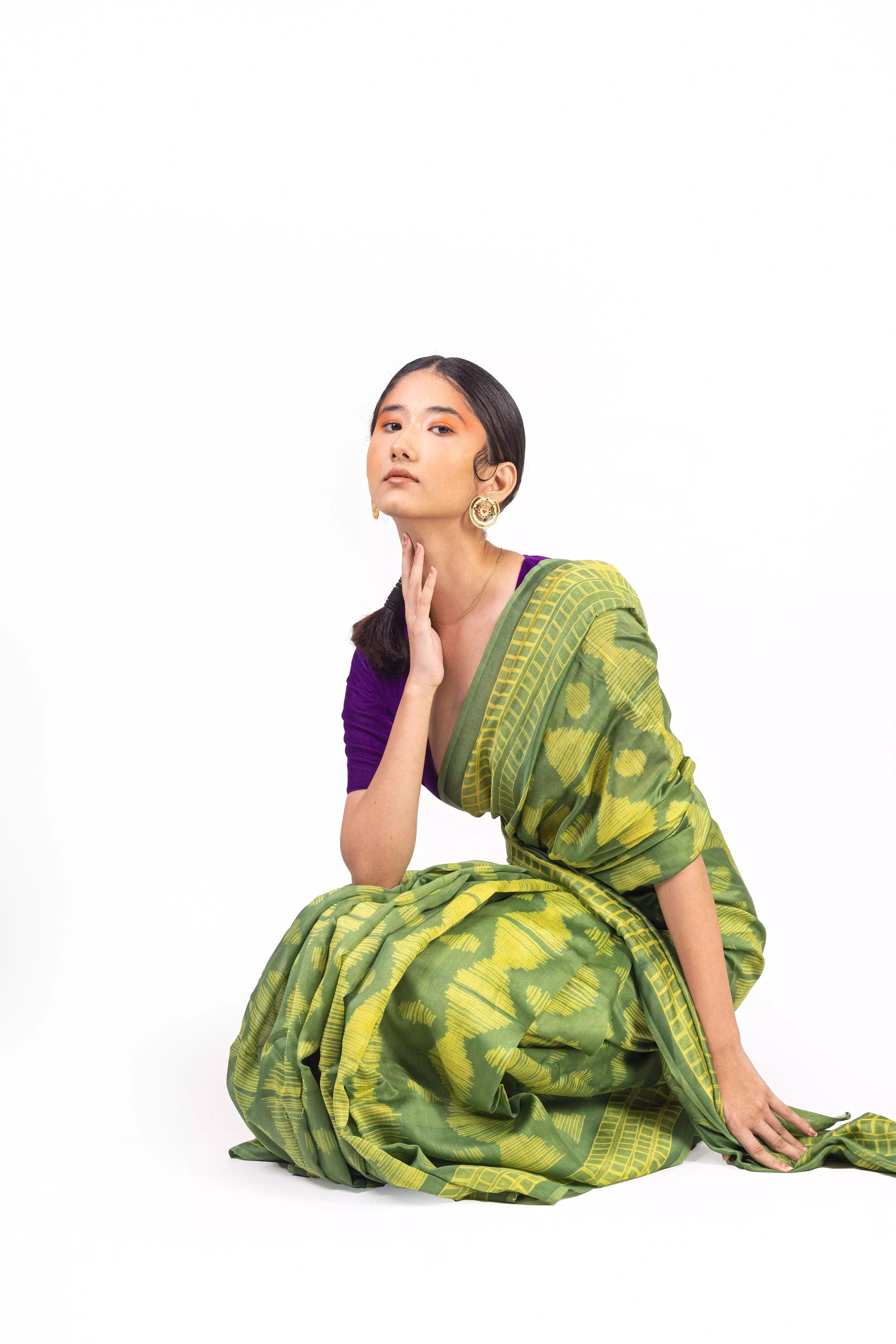 Kaisori Inayaat light green Shibori print saree