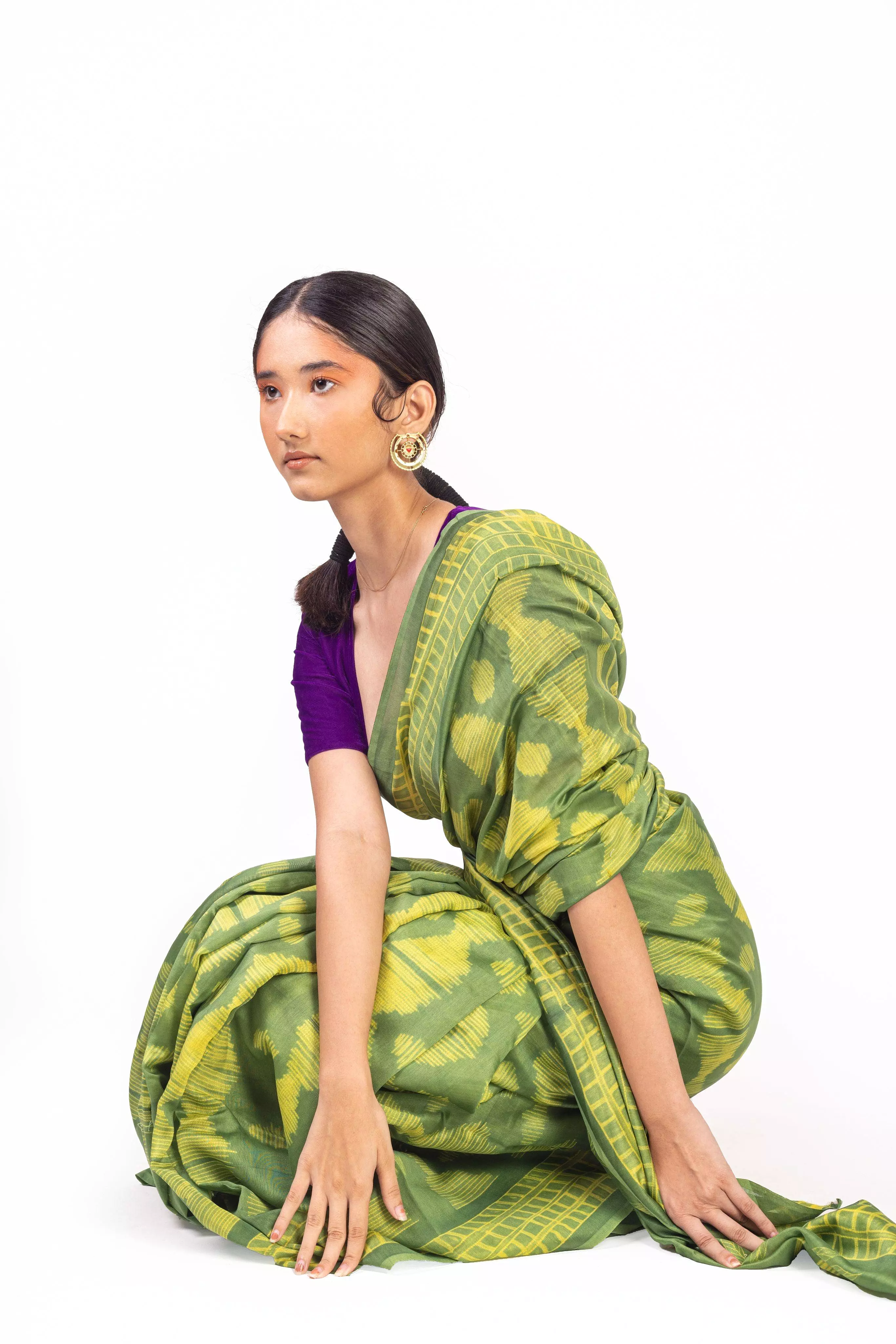 Kaisori Inayaat light green Shibori print saree