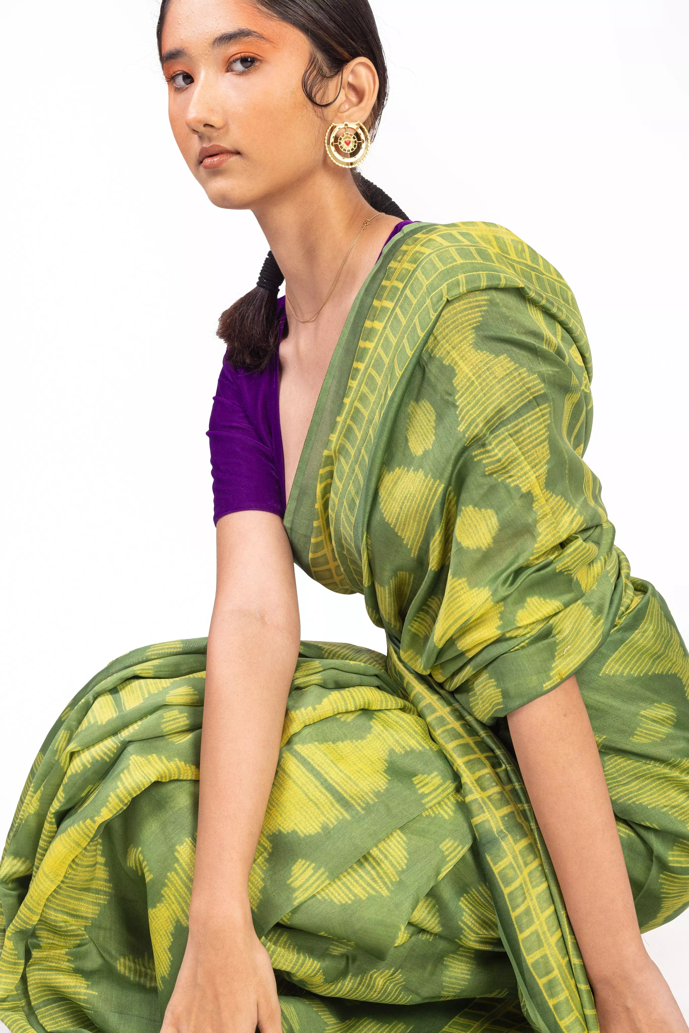 Kaisori Inayaat light green Shibori print saree