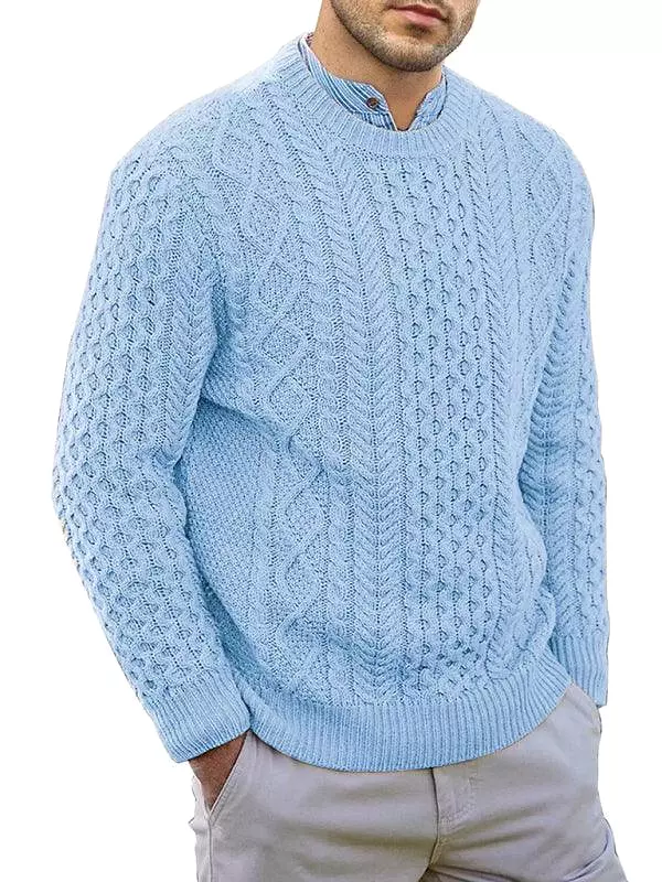 Knitted Round Neck Cable Men Pullover Sweater