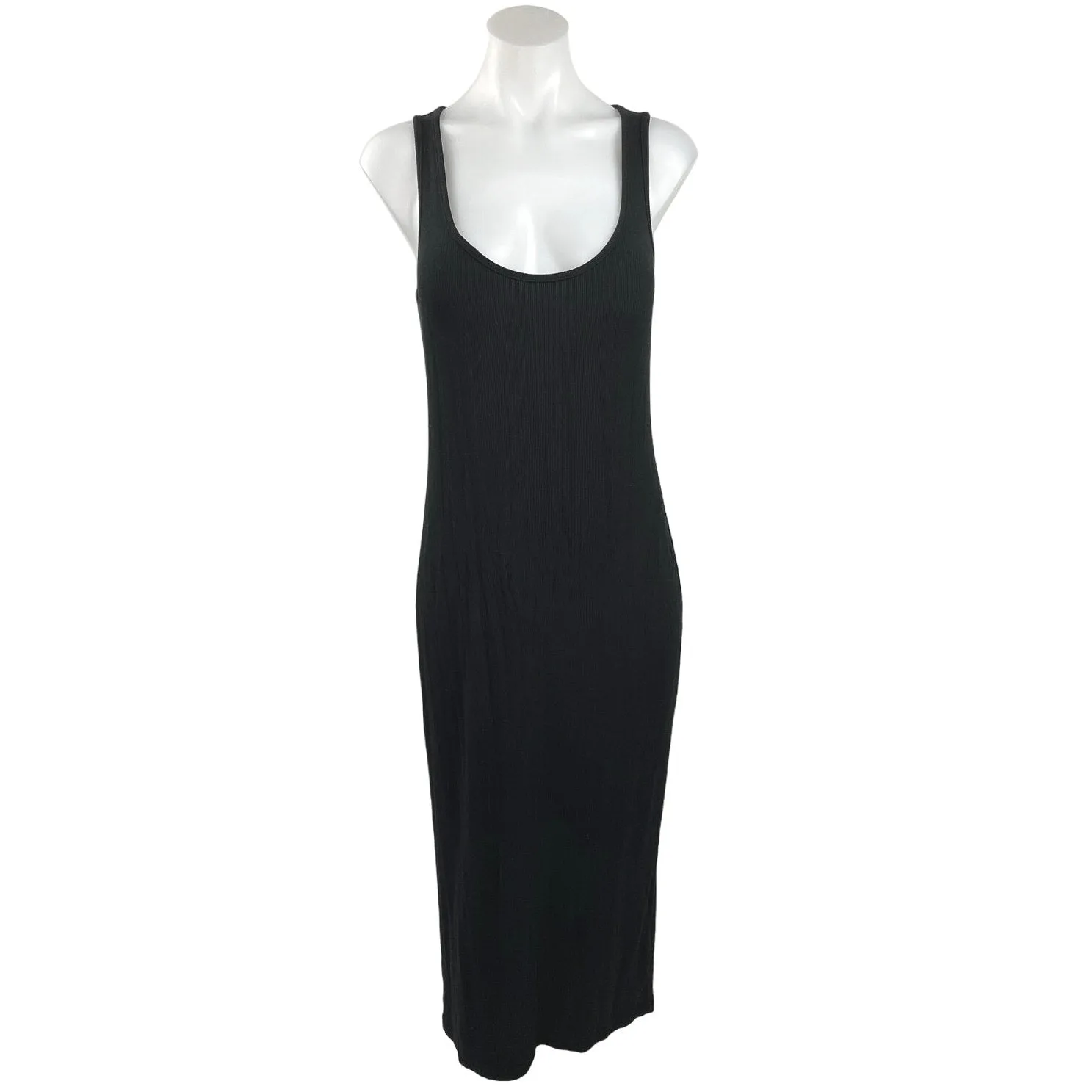 L'Agence Black Scoop Neck Sleeveless Knit Stretch Midi Tank Dress Size M