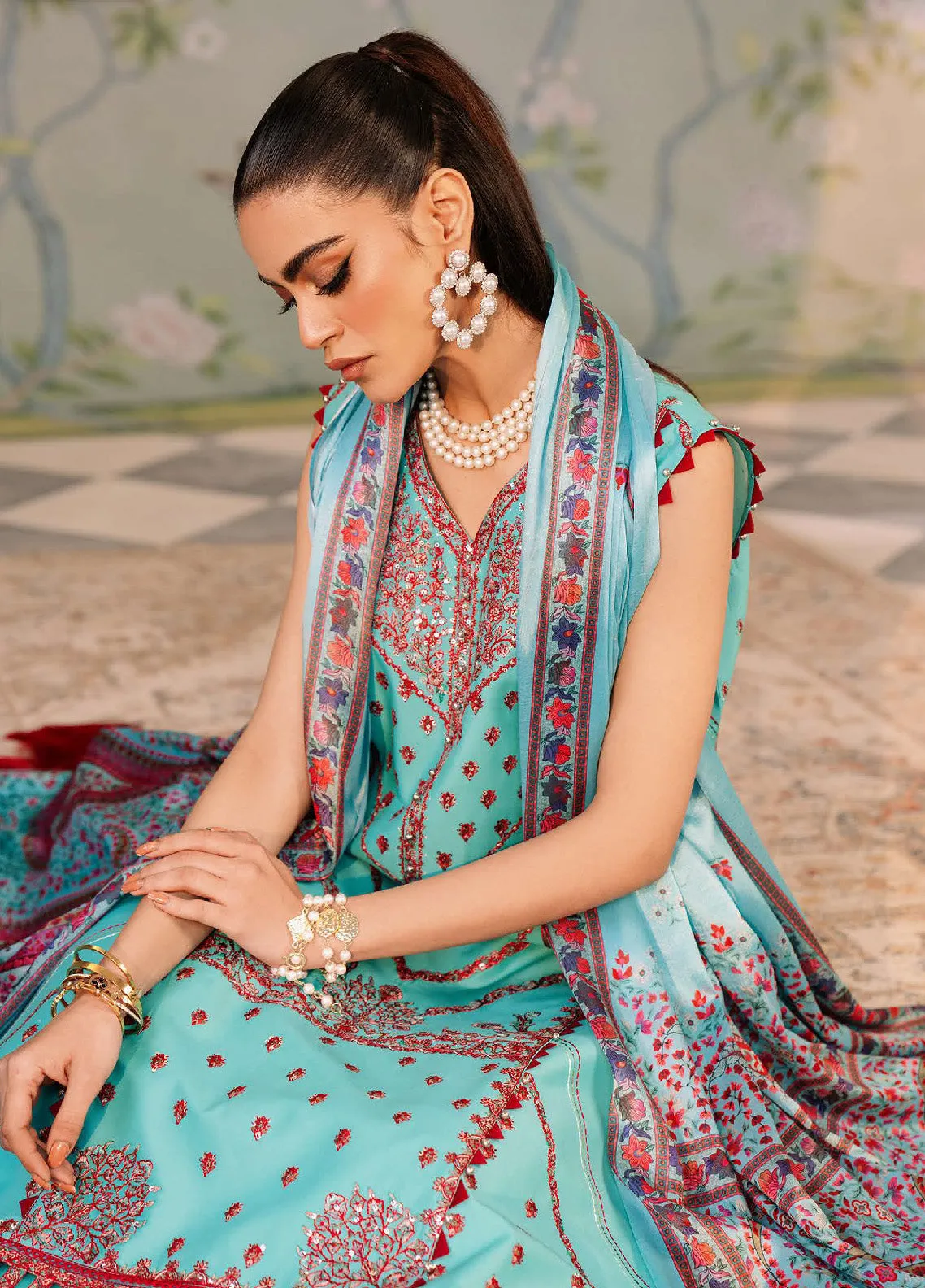 La'Hira By Bin Ilyas Embroidered Spring Lawn 3 Piece Unstitched Suit BI24LHSL-204-B