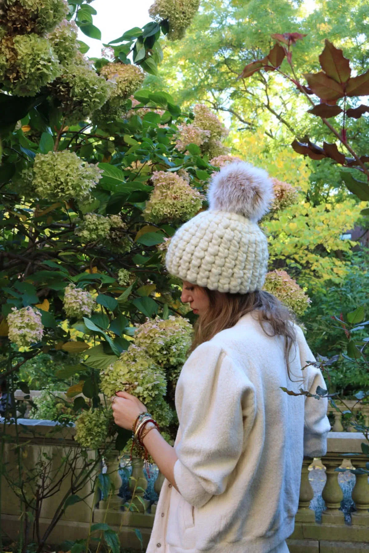 Lampert XL pom pomster beanies - white beanie/blush