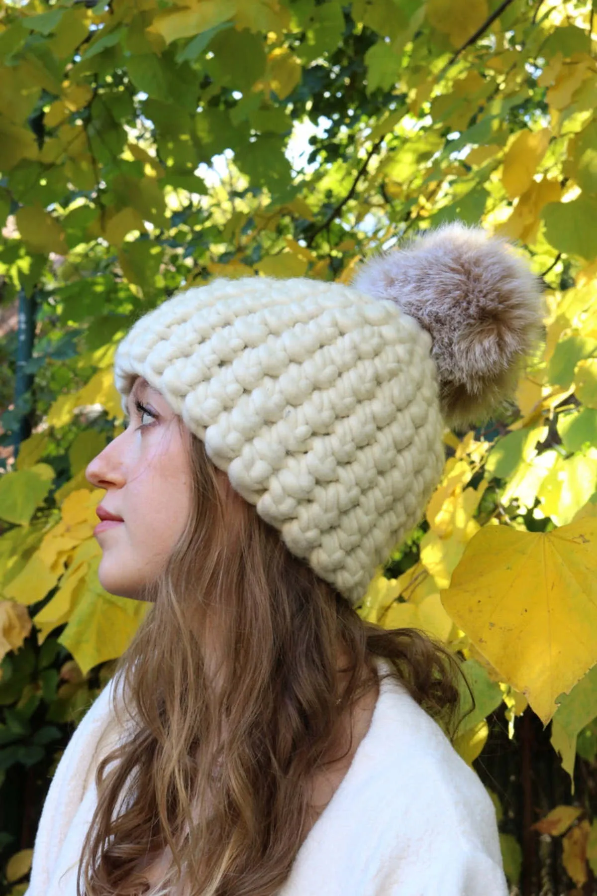 Lampert XL pom pomster beanies - white beanie/blush