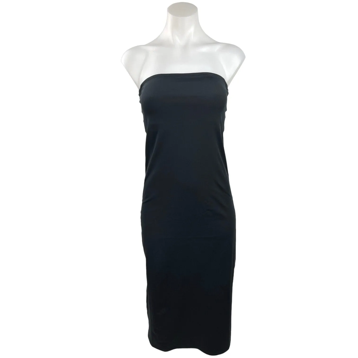 Le Ore Black Strapless Square Neck Tube Knee Length Midi Sheath Dress Size M