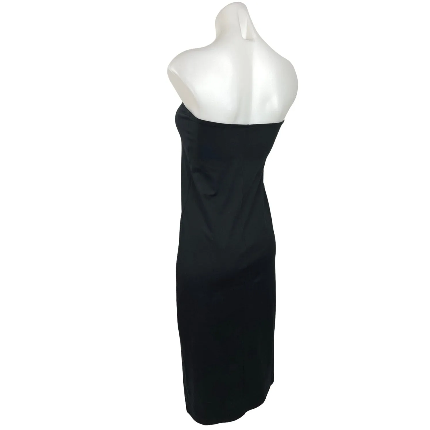 Le Ore Black Strapless Square Neck Tube Knee Length Midi Sheath Dress Size M