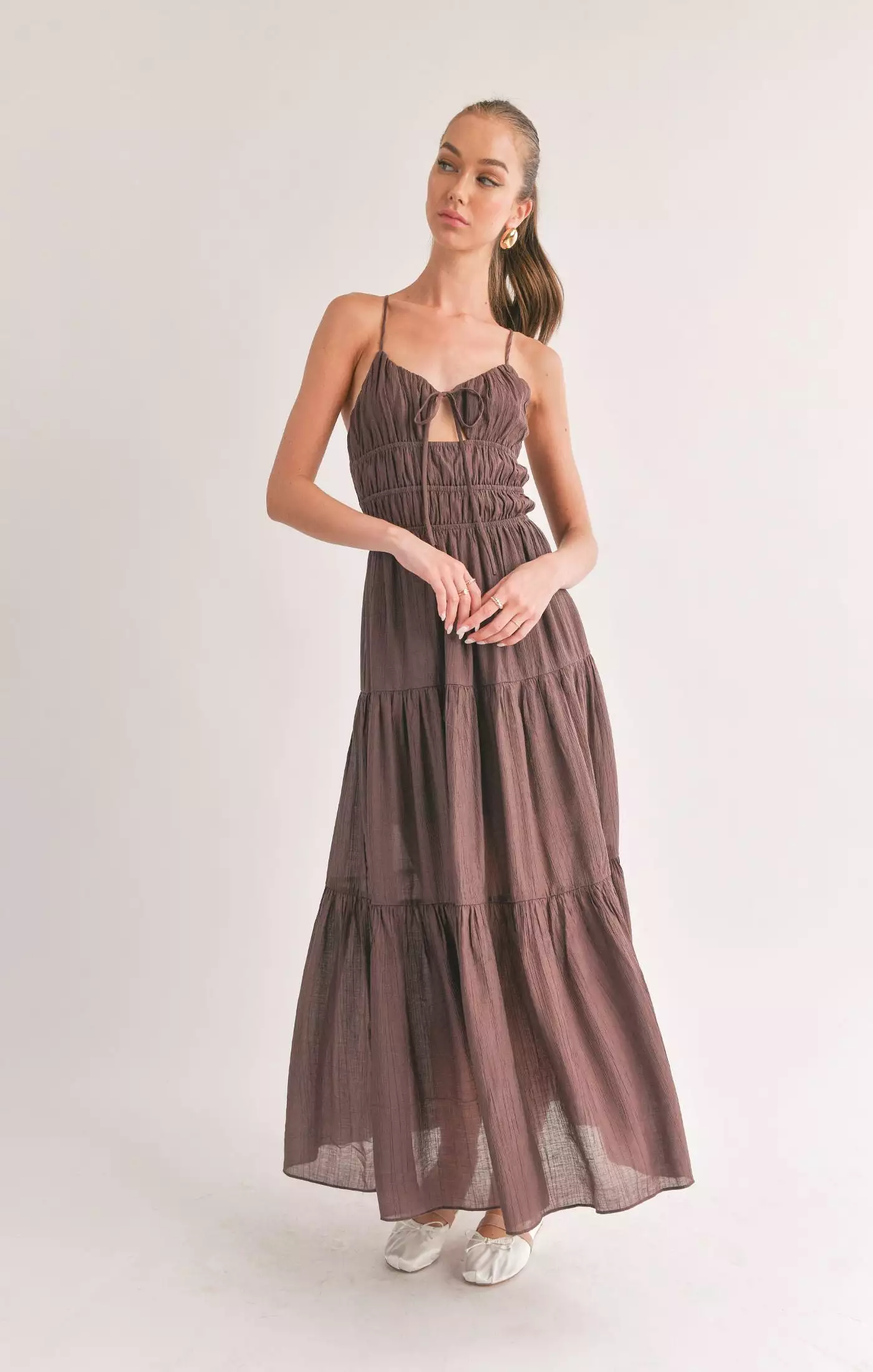 Light A Fire Tie Front Maxi Dress