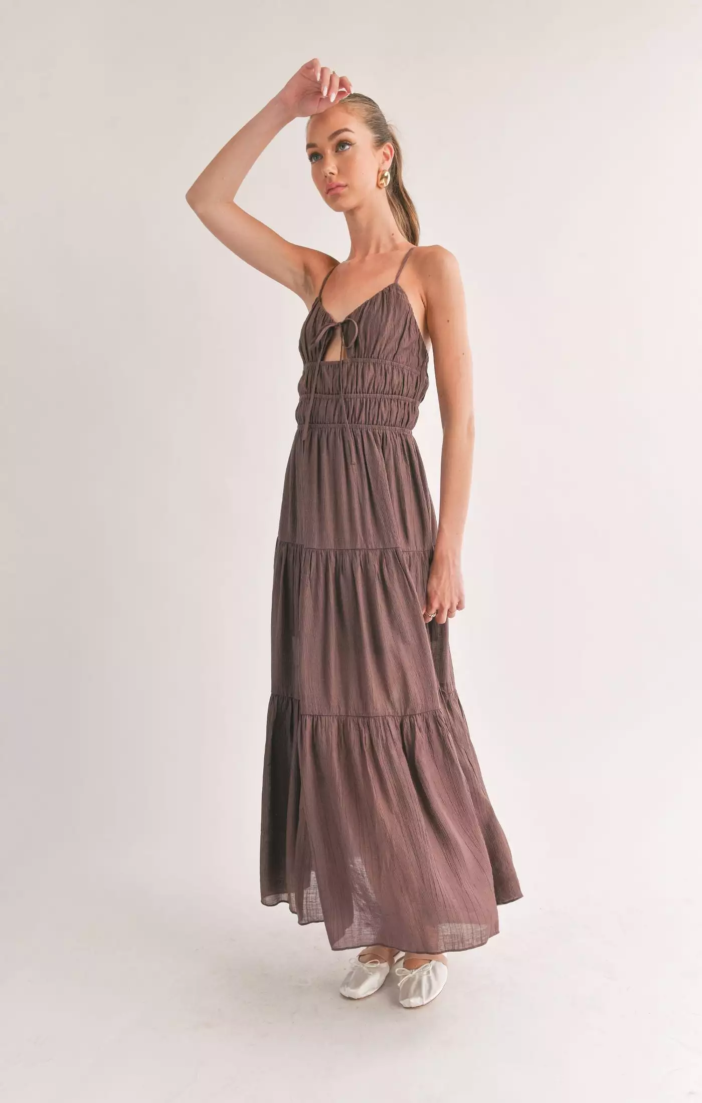 Light A Fire Tie Front Maxi Dress