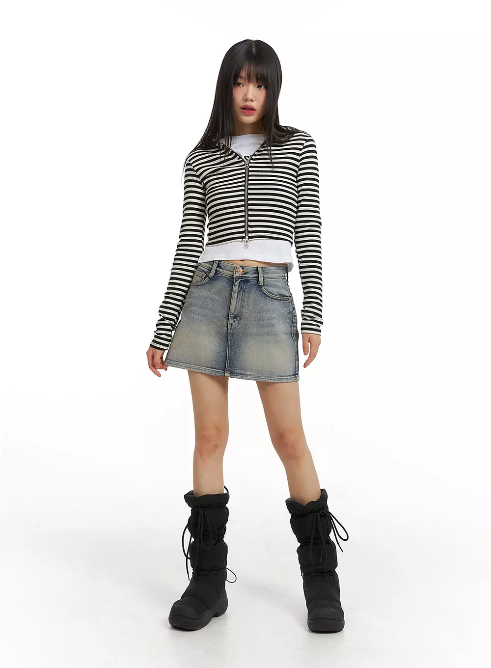 Light Washed Denim Mini Skirt CJ412