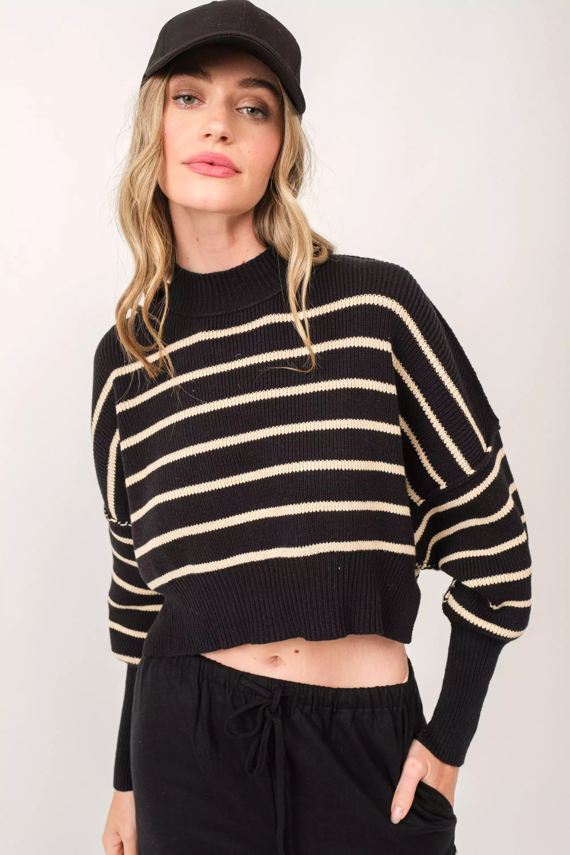 Lovergirl Striped Sweater - Black