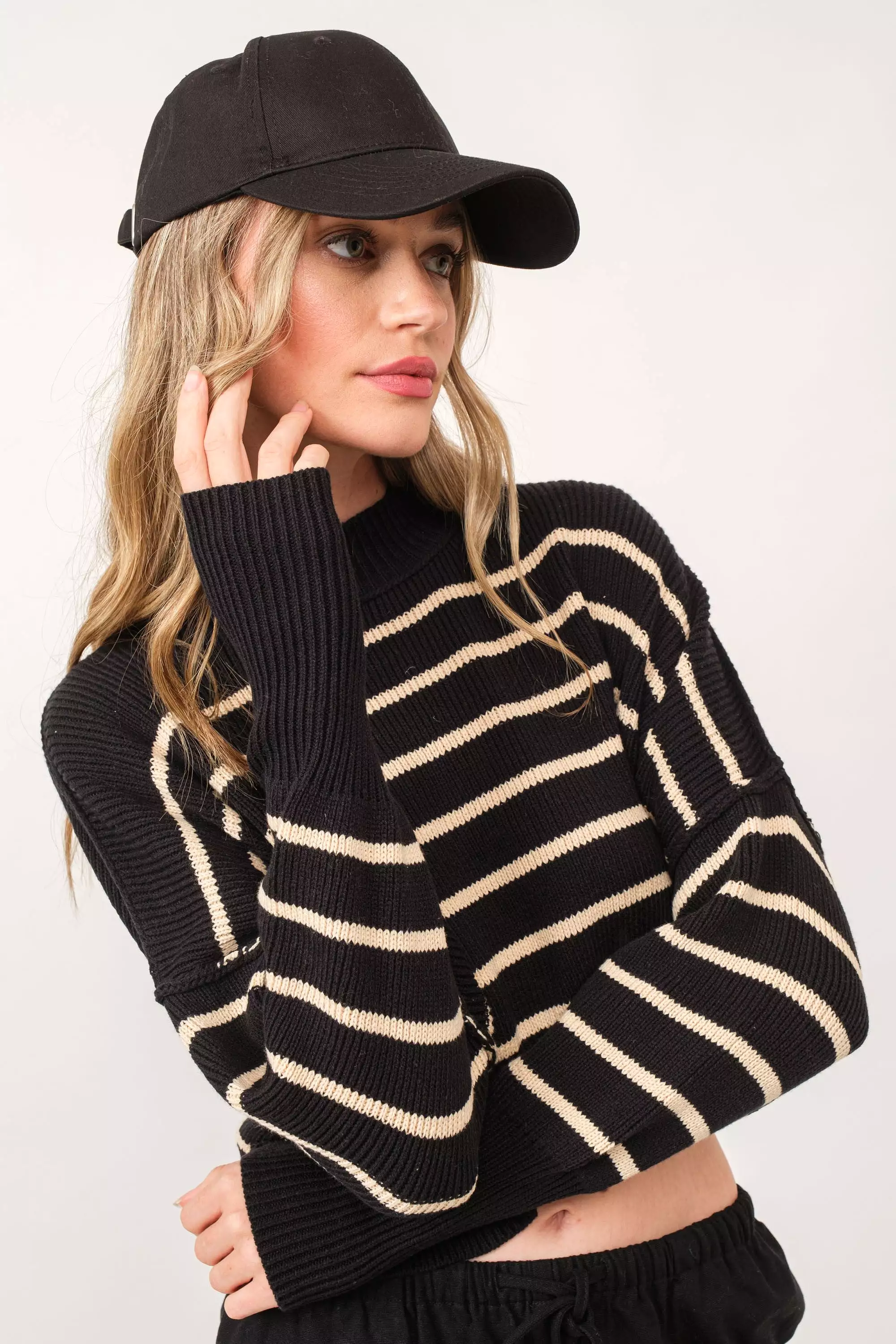 Lovergirl Striped Sweater - Black