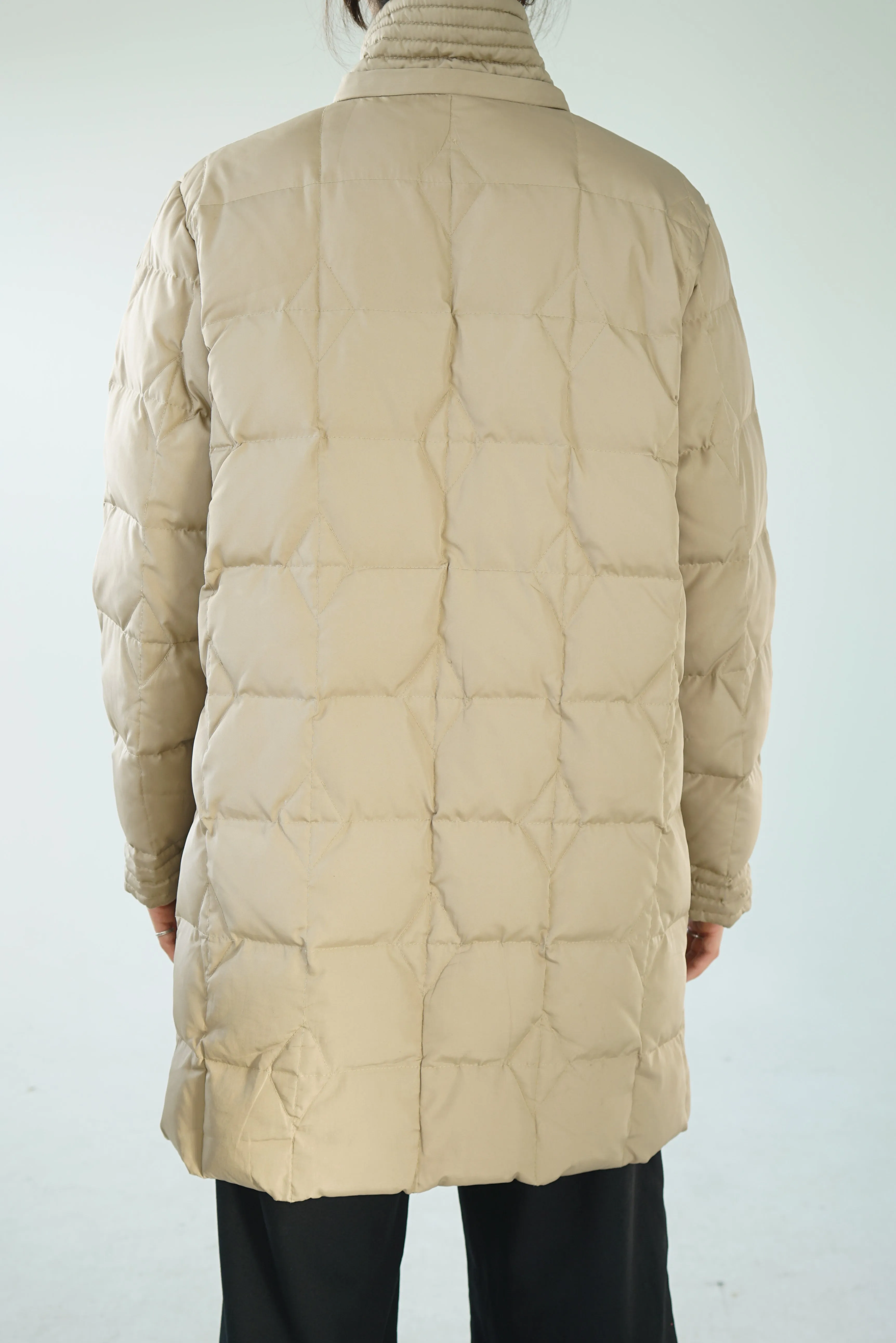 Manteau puffer long en duvet beige M-L